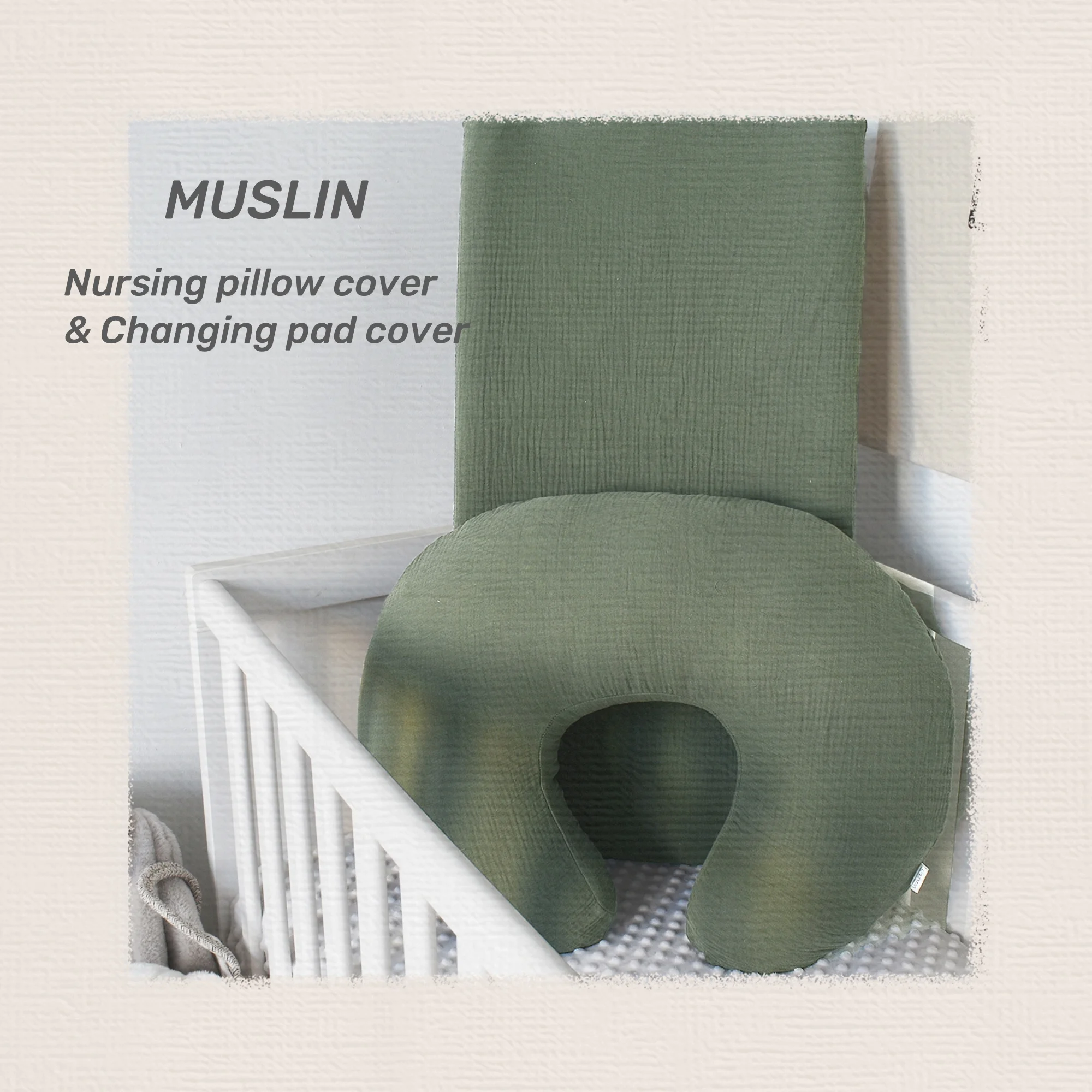 Muslin Baby Nursing Pillow Cover Cotton Breastfeeding Pillow Slipcover Ultra Soft Snug Fits On Newborn Nursing Pillow