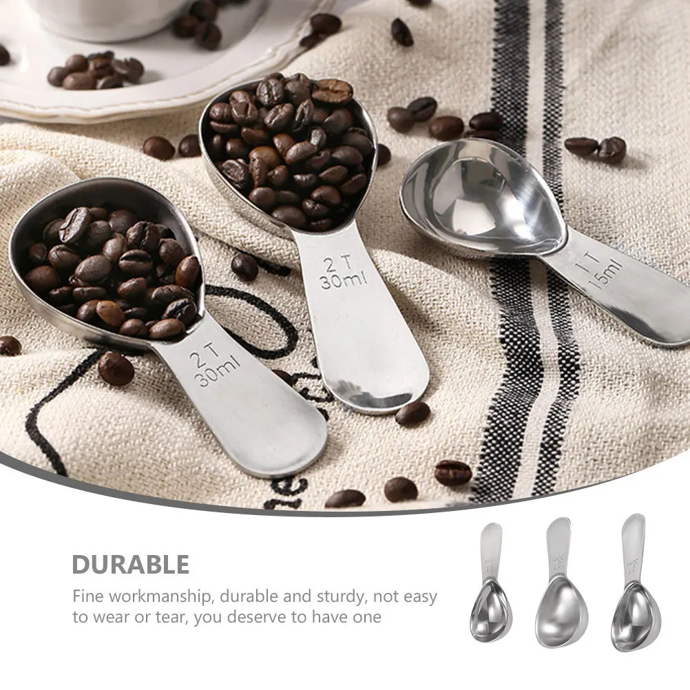

3 pcs Measuring Spoons Set Stainless Steel Kitchen Baking Spoons For Coffee Milk Powder Fruit Powder Liquid Seasoning