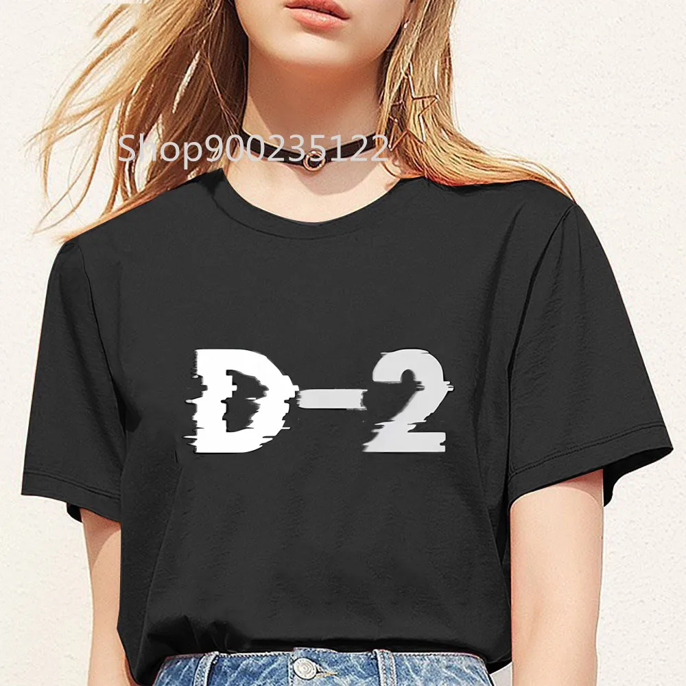 KPOP Agust D D-2 Harajuku Women Funny Print Korean Ladies T-shirt Girl Y2K Clothes Basis White Shirt Short Tshirts for Women