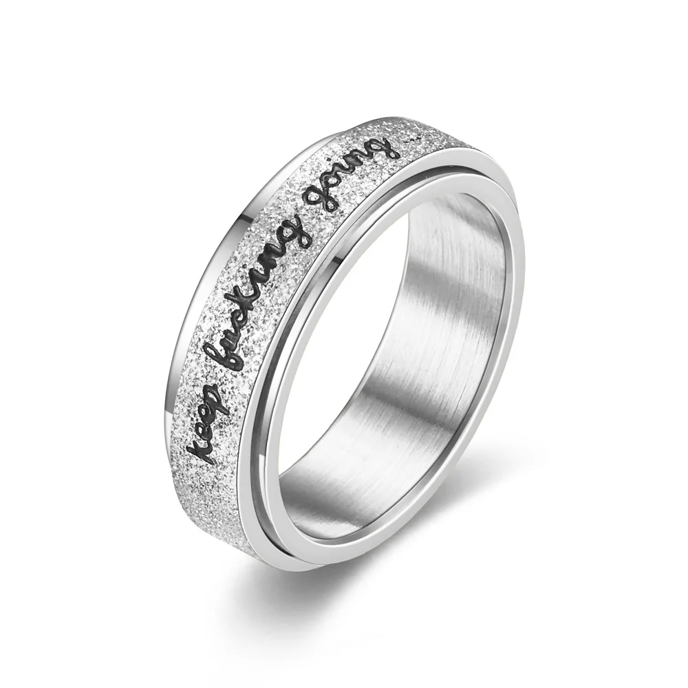New Rotating Ring Rotating Pearl Sand Ring Fashion Stainless Steel Men's Ring Keep Inspirational Jewelry Wholesale