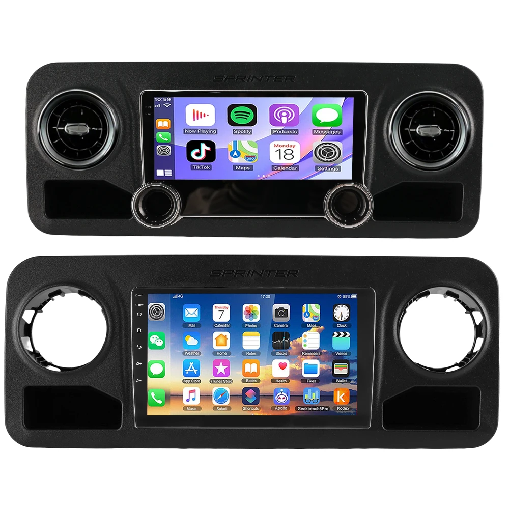ESSGOO Android 15 IPS Touchscreen 10 Inch Voor Mercedes Benz Sprinter W907 2018-2023 Apple CarPlay Android Auto Draadloos Autoradio GPS Navigatie WIFI Stuurwielbediening RDS Bluetooth FM USB Spiegel - afbeelding 2
