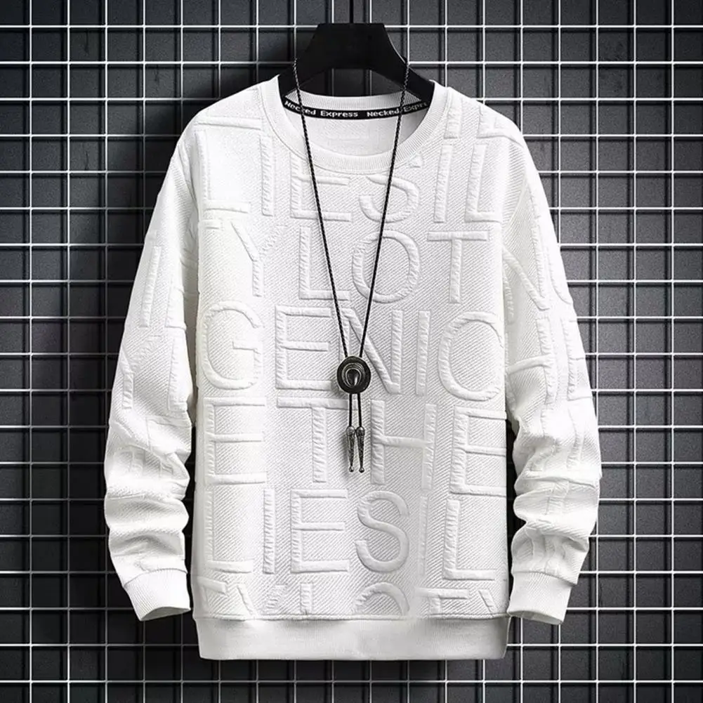 

Casual Tops Streetwear Stylish Men's Streetwear Loose Fit Pullover Sweatshirt with Letter Print for Spring Autumn Fashion O-neck