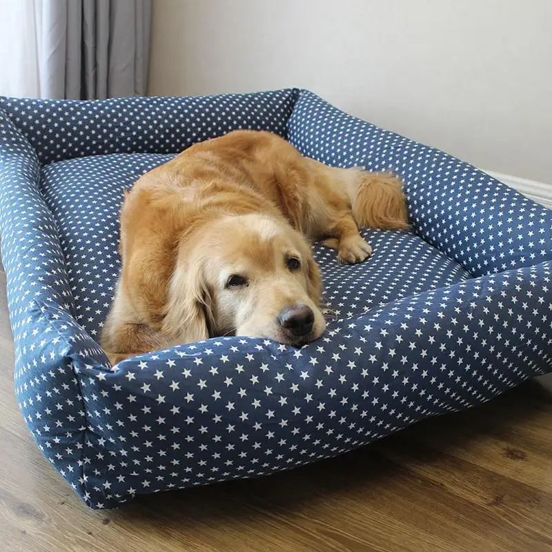 Square Plush Bed for Pet, Four Season, Thick, Deep Sleep, Washable Kennel, Warm Mat, Large and Medium Dog Supplies, Pet Accessor