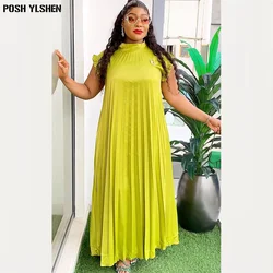 Pleated Abaya African Dresses for Women 2024 Summer Plus Size Traditional Nigeria Caftan Dress Abaya Musulman Robe Femme Clothes