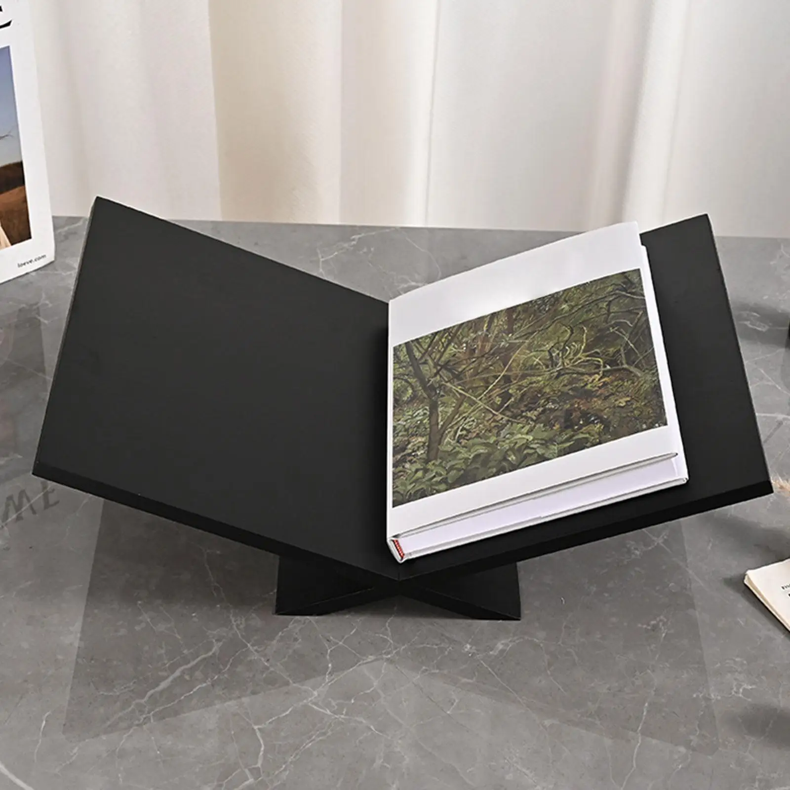 

Wood Book Stand Portable Compact Decorative Rustic Display Stand Cookbook Holder for Living Room Desktop Kitchen Office Tablets