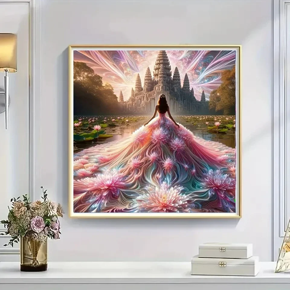 الماس اللوحة 2025 زهرة فتاة الماس الفسيفساء الأزهار فراشة حجر الراين صورة التطريز الفن عبر عدة خياطة ديكور المنزل #2