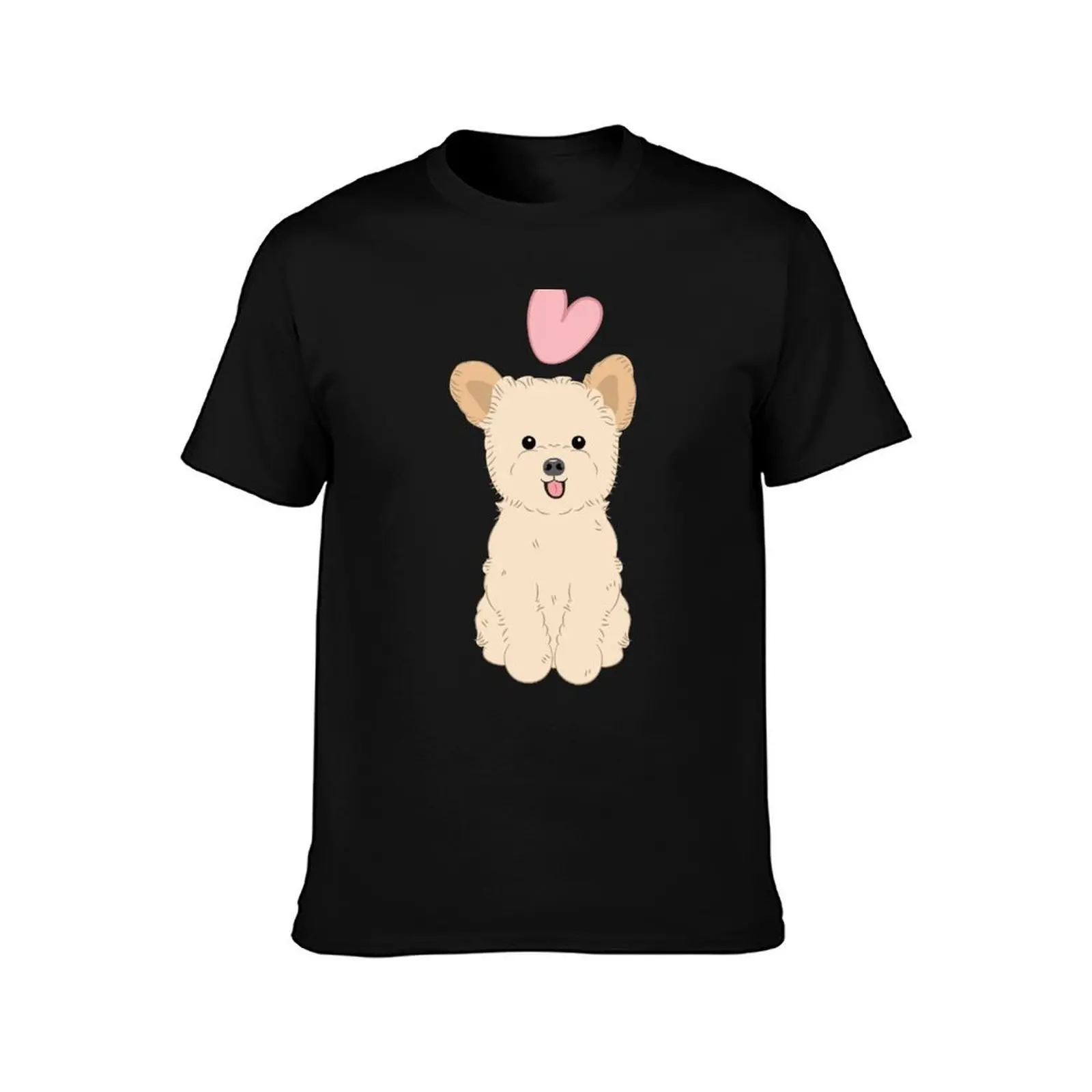 LOVE Cream Apricot Pomapoo Pomerenian Poodle Mix T-Shirt Lightweight Casual Summer T-Shirt