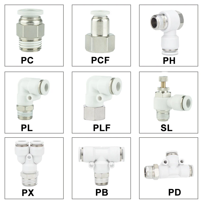 1PCS PC/PCF/PL/PLF/PB/PD/PX4mm 6mm 8mm  High Quality White Pneumatic Connector L/Y Connector Male/female Connector