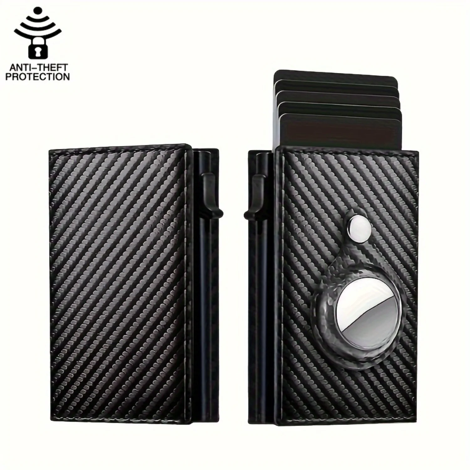Elegant Plaid-Padded Classic Black Slim Wallet with Auto-Side Push Card Holder and RFID Block - Sleek PU Leather Money Clip Incl