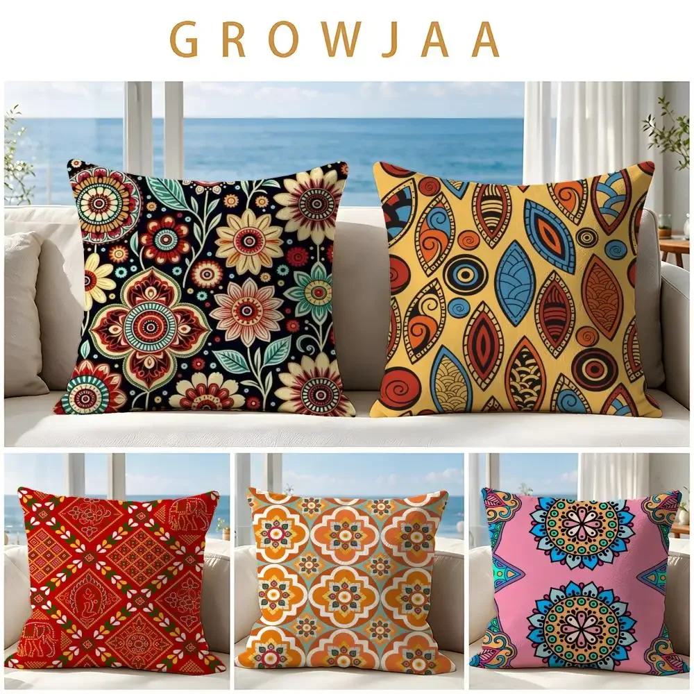 Ethnic Mandala Vintage Seamless Pattern Cushion Cover Throw Pillow Short Plush Fresh Natural Cushion for Living Room Sofa Gift