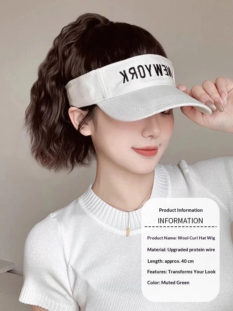 Synthetic Hair Extensions Ladies Curly Ponytail Wigs Hat Connected Head Cover Peaked Cap Visor Wig For Women Use Spring Summer