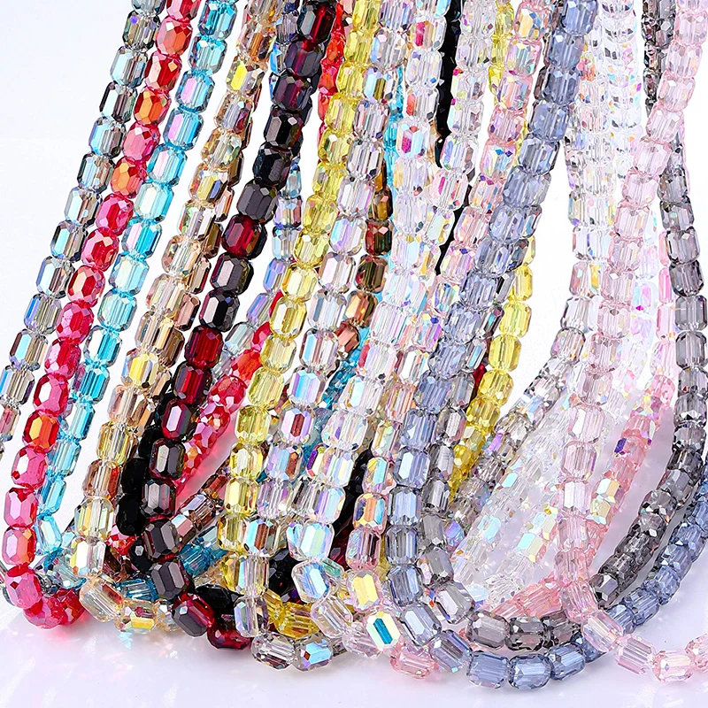 80Pcs 8mm Multicolor Cuboid Crystal Glass Beads Loose Spacer Bead for Jewerly Making Bracelet Necklace Handmade DIY Accessories image 4