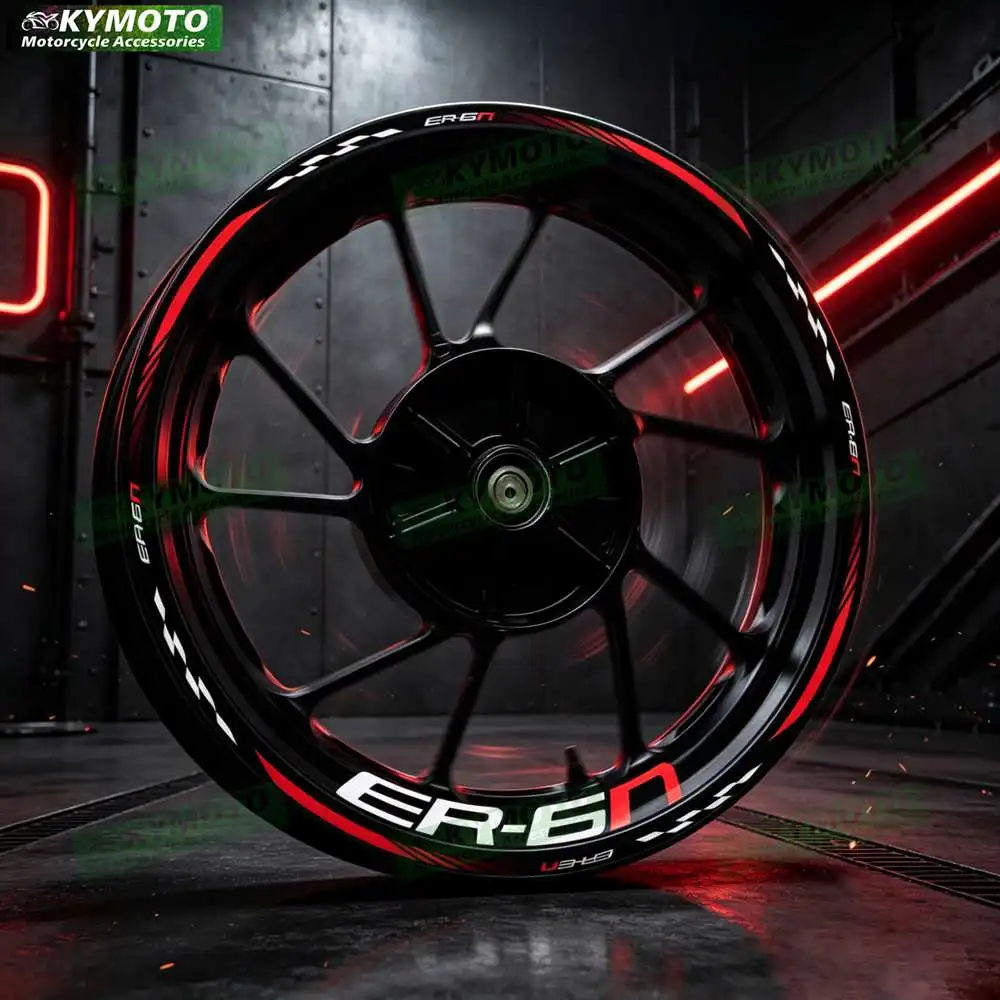Reflective motorcycle wheel decals for ER-6N ER6N 17-inch front and rear wheel fairings and rims waterproof decal decoration