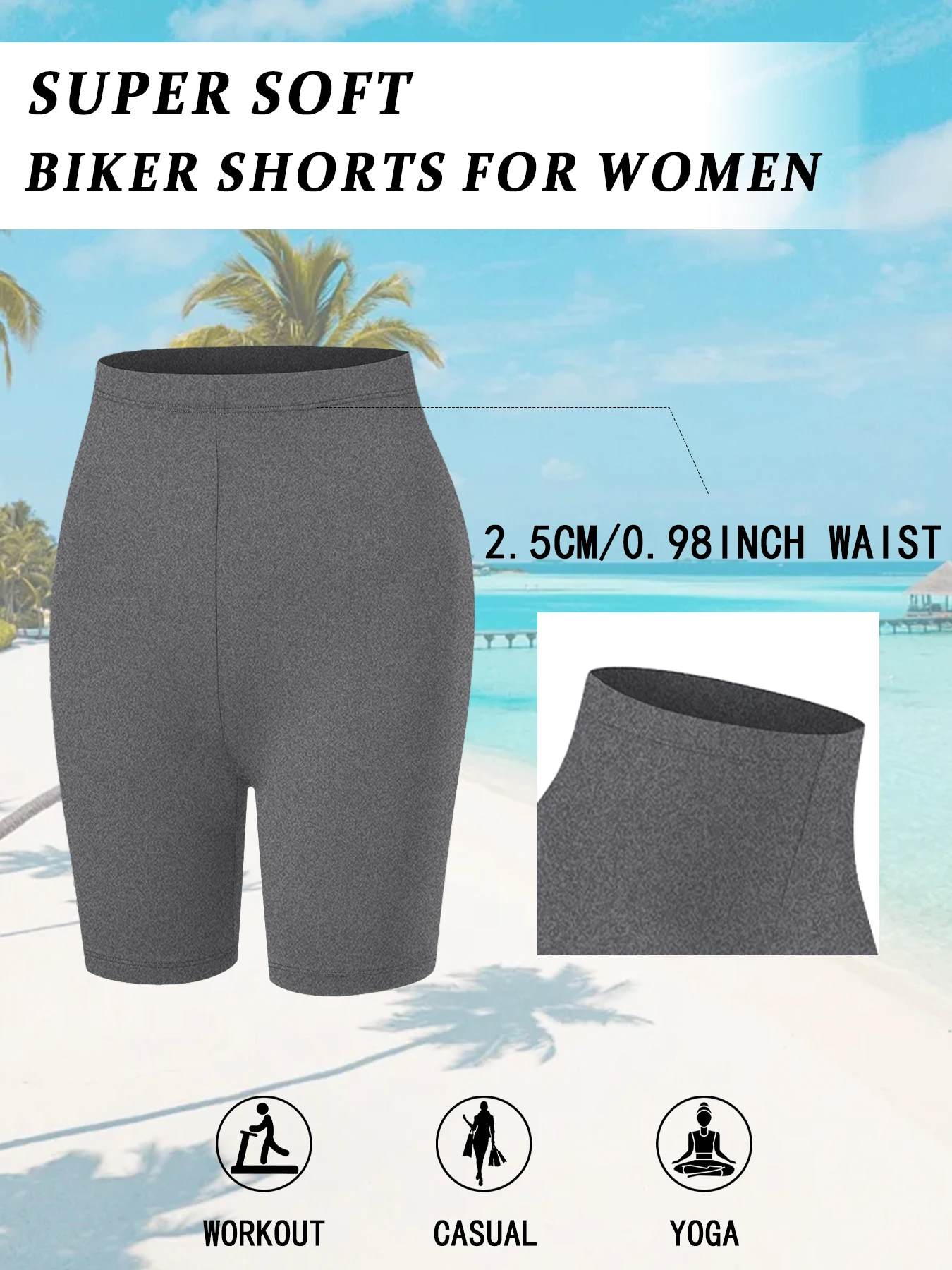 

Women's Super Soft Biker Shorts High Stretchy No See Through Workout Running Yoga Athletic 6"Inseam Push Up Gym Fitness Pants