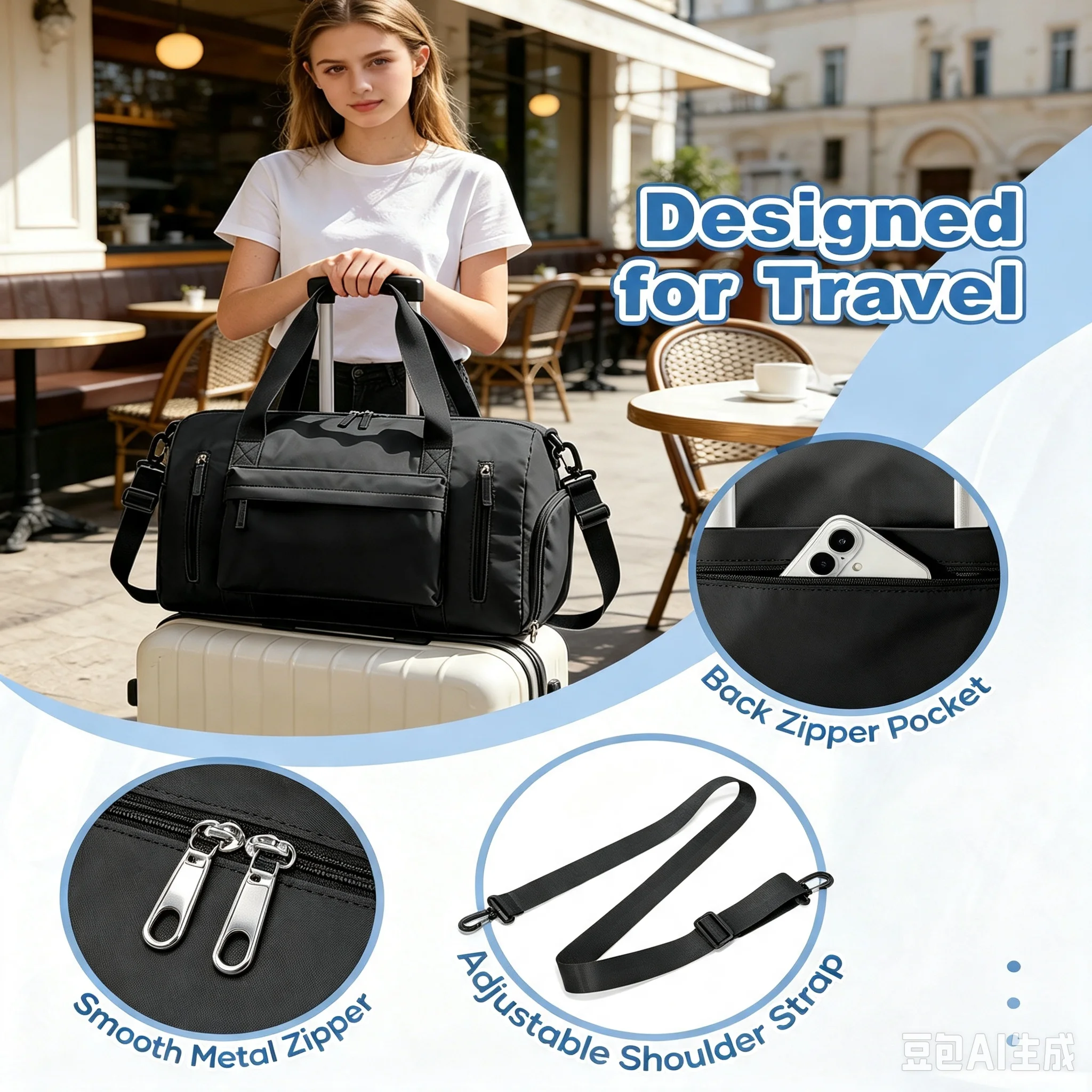 Men's Sports Fitness Bag Sports Travel Bag Water Resistant, Dry and Wet, Training Sports Bag for Gym, Portable Shoulder Pack image 3