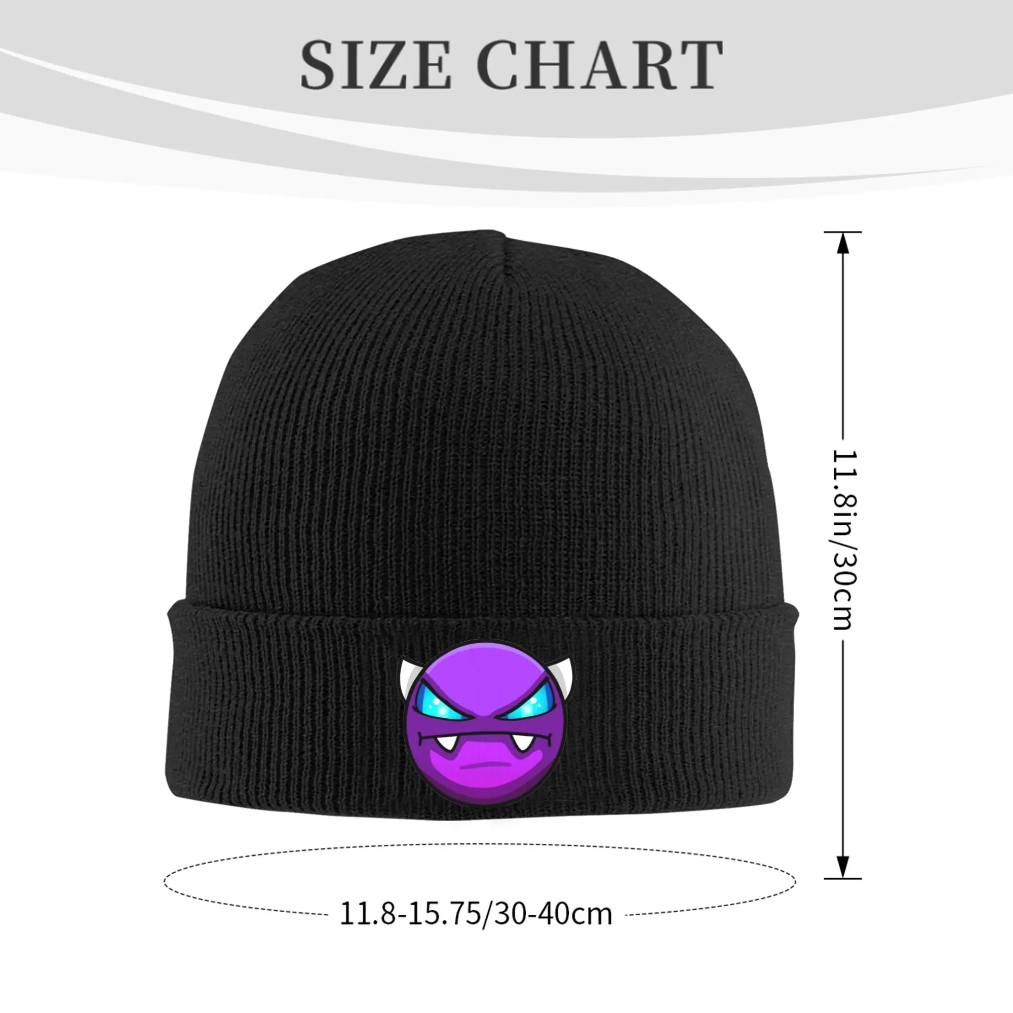 Geometry Cube Game Dash Knitted Caps for Women Men Skullies Beanies Autumn Winter Hat Acrylic Easy Demon Crochet Cap
