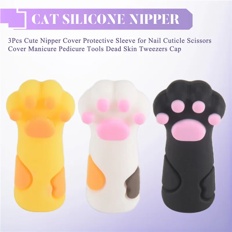 AA20-3Pcs น่ารัก Nipper ฝาครอบป้องกันสําหรับเล็บ Cuticle กรรไกรเล็บเท้าเครื่องมือ Dead Skin แหนบหมวก