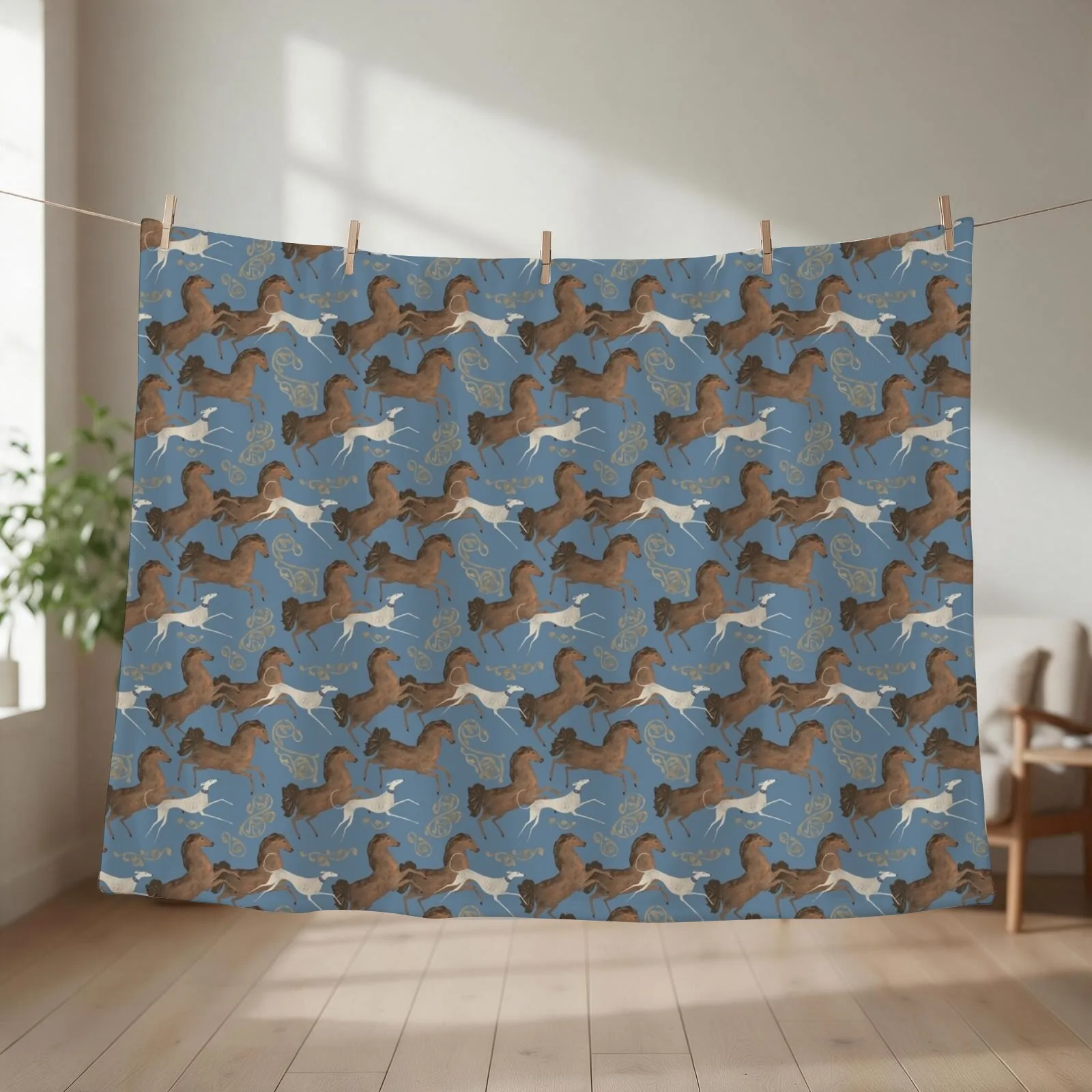 Greyhound and Horse Throw Blanket Travel Bed Fashionable Cute Sleeping Bag Blankets