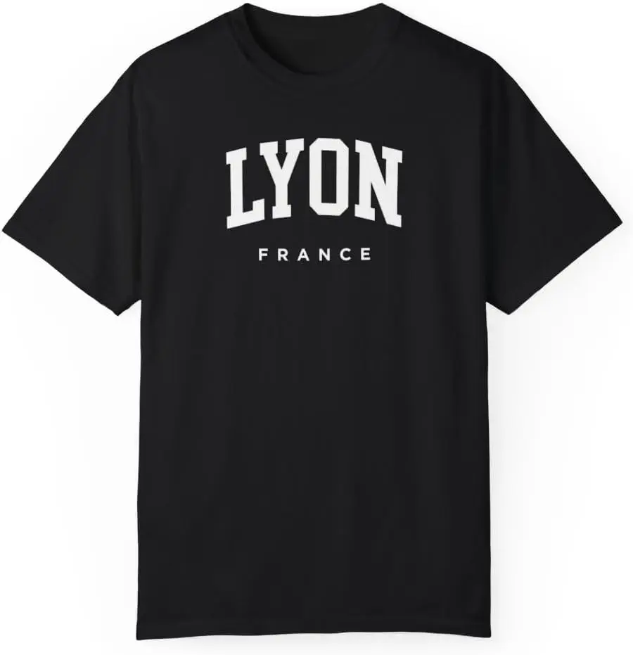 Lyon เสื้อยืดแขนสั้นสี Comfort ผู้ใหญ่ใช้ได้ทั้งชายและหญิงฝรั่งเศส