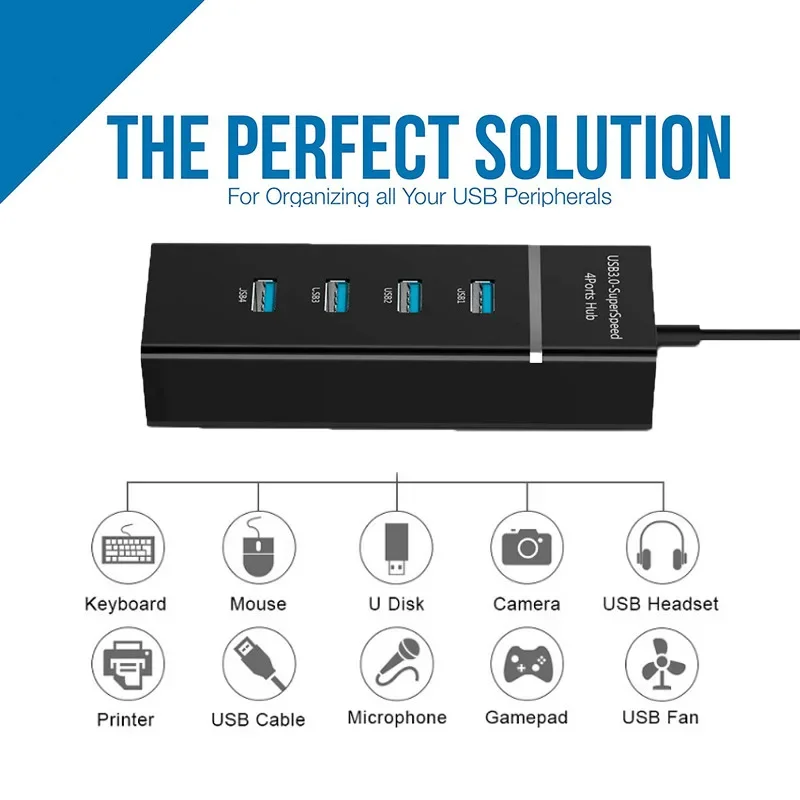 4 Port USB HUB 3.0 Mini USB Spliter Hub charger Adapter High Speed Hub USB 3.0 Adapter For PC Computer Accessories