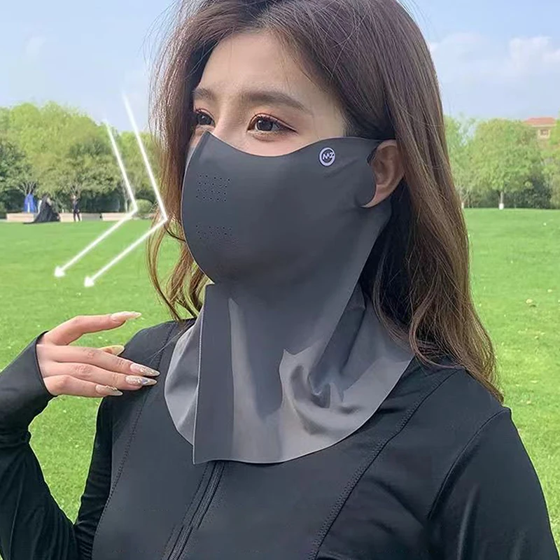 Women Summer UV Protection Neck Scarf Ice Silk Face Mask Cover Outdoor Wrap Cover Sports Cycling Sun Proof Sunscreen Dustproof image 2