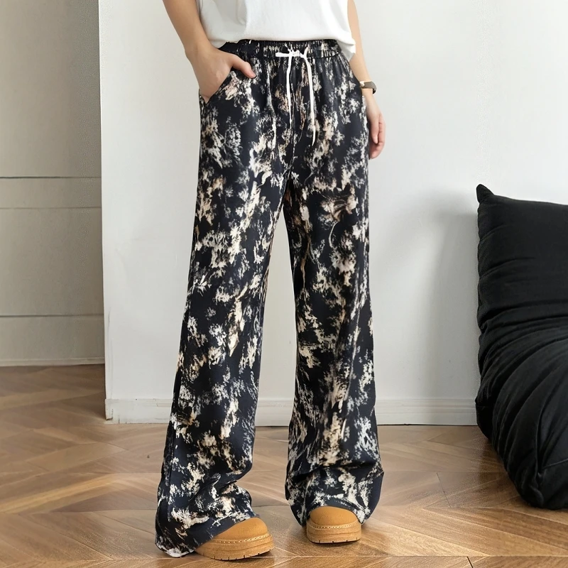 

Arazooyi Women's Pants All Season Fashion Comfortable Abstract Drawstring Wide Leg Full Length Casual Pants