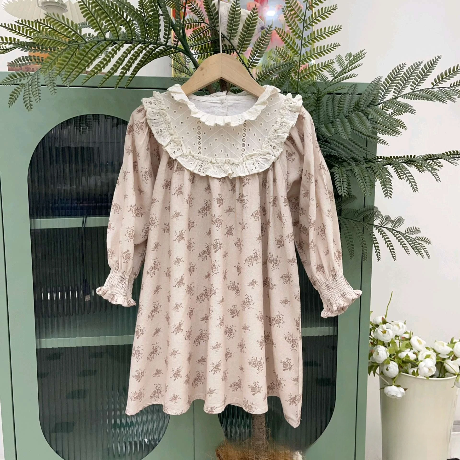 

Girls dress 2025 autumn Korean foreign style floral princess clothes