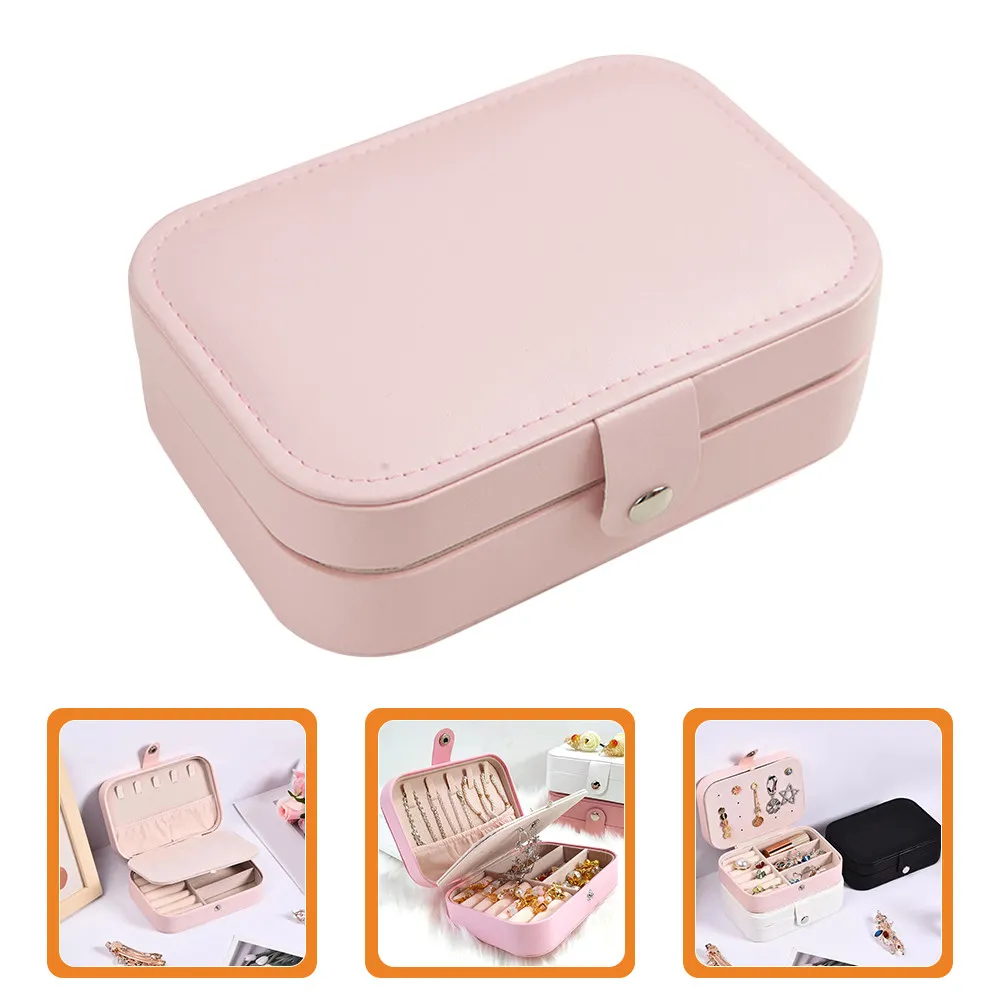 

Шкатулка для украшений из ПУ, большая вместительная портативная дорожная сумка-органайзер для хранения колец, серег, ожерелий, браслетов для женщин