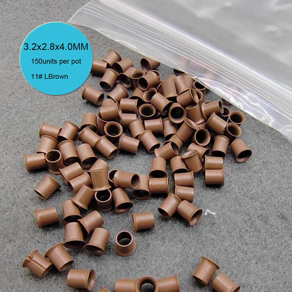 150 Units Micro Bead Links for Hair Extensions Mini Locks Ring Bead Easily Copper Tubes 3.2x2.8x4.0mm Hair Extension Accessories