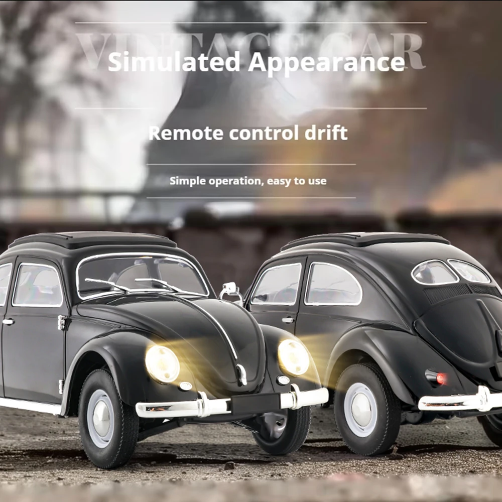 1/16 Full Scale Classical RC Car D62mini Remote Control Car Retro Beetle 1950 Climbing Vehicle Simulation Model Toy For Children