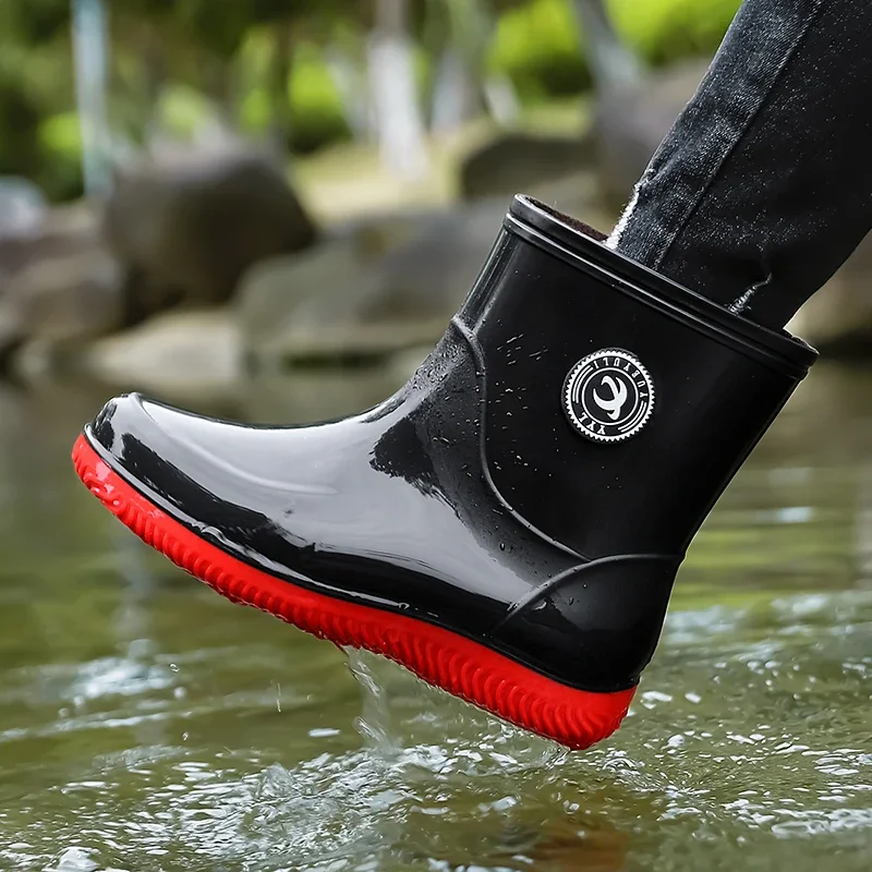 Rubber Rain Boot Fishing Shoes Casual Waterproof Comfortable Fashion Non-slip Strong Wear-resistant Trend Large Size 48