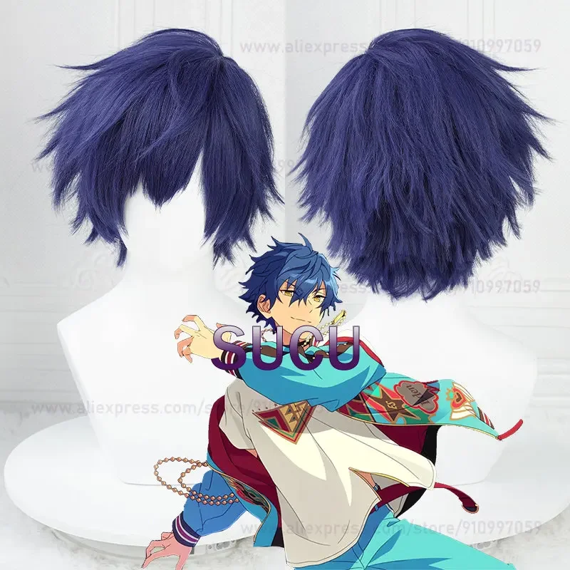 Anime ES Sazanami Jun Cosplay Wig 30cm Short COS Wig Heat Resistant Synthetic Hair Halloween Hair