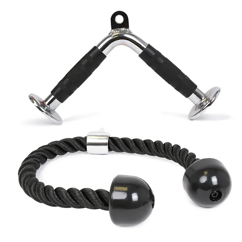 Fitness LAT Pulldown Attachments Lift Pulley System Dual Cable Machine Triceps Pull Down Bar