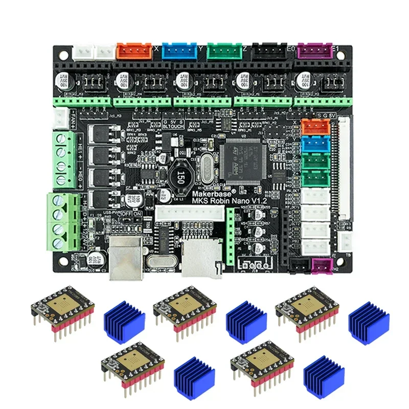 Makerbase carte de commande d'imprimante 3D MKS Robin Nano V1.2 carte mère 32 bits MKS Robin TFT35 écran TMC2209 Support de pilote Marlin2.0