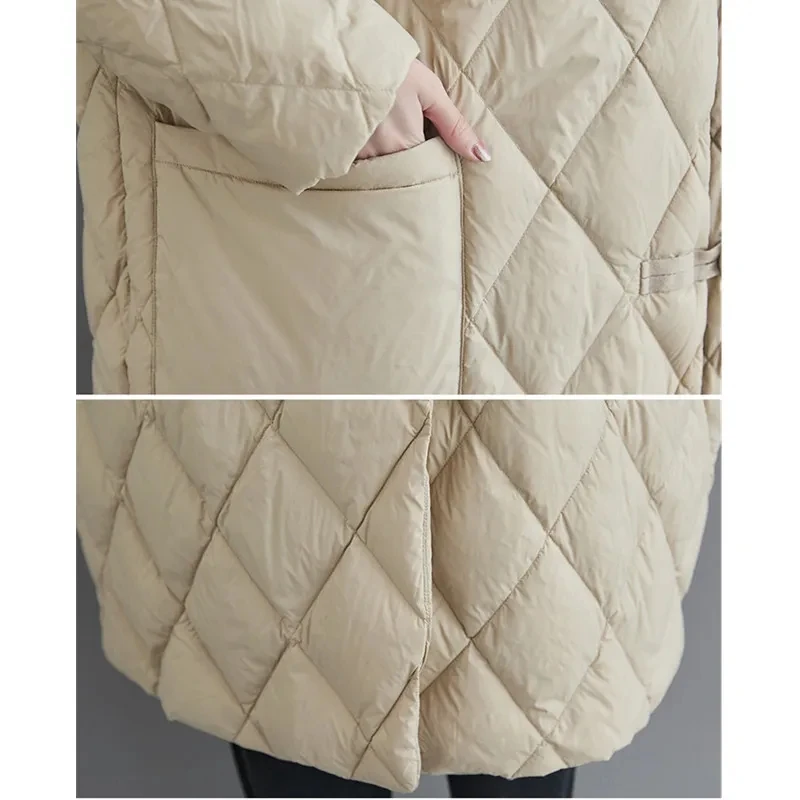 New 2023 Winter Women Long Jacket Femmes Quilted Warm Lightweight Down Cotton Coat Loose Oversize Parkas Padded Female Outerwear