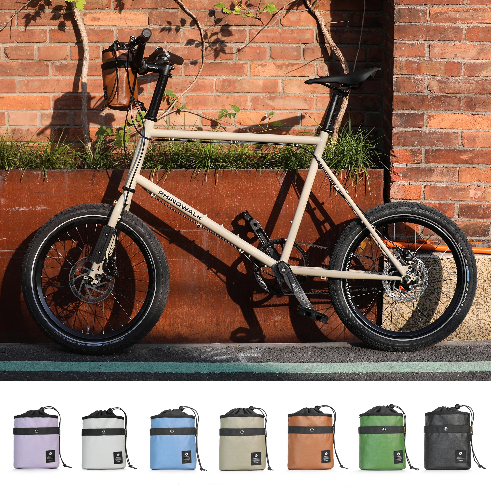 Rhinowalk 2.5L Bicycle Water Bottle Morandi Color Front Bag Bike Handlebar Bag Urban Riding Shoulder Bag Fit For Brompton