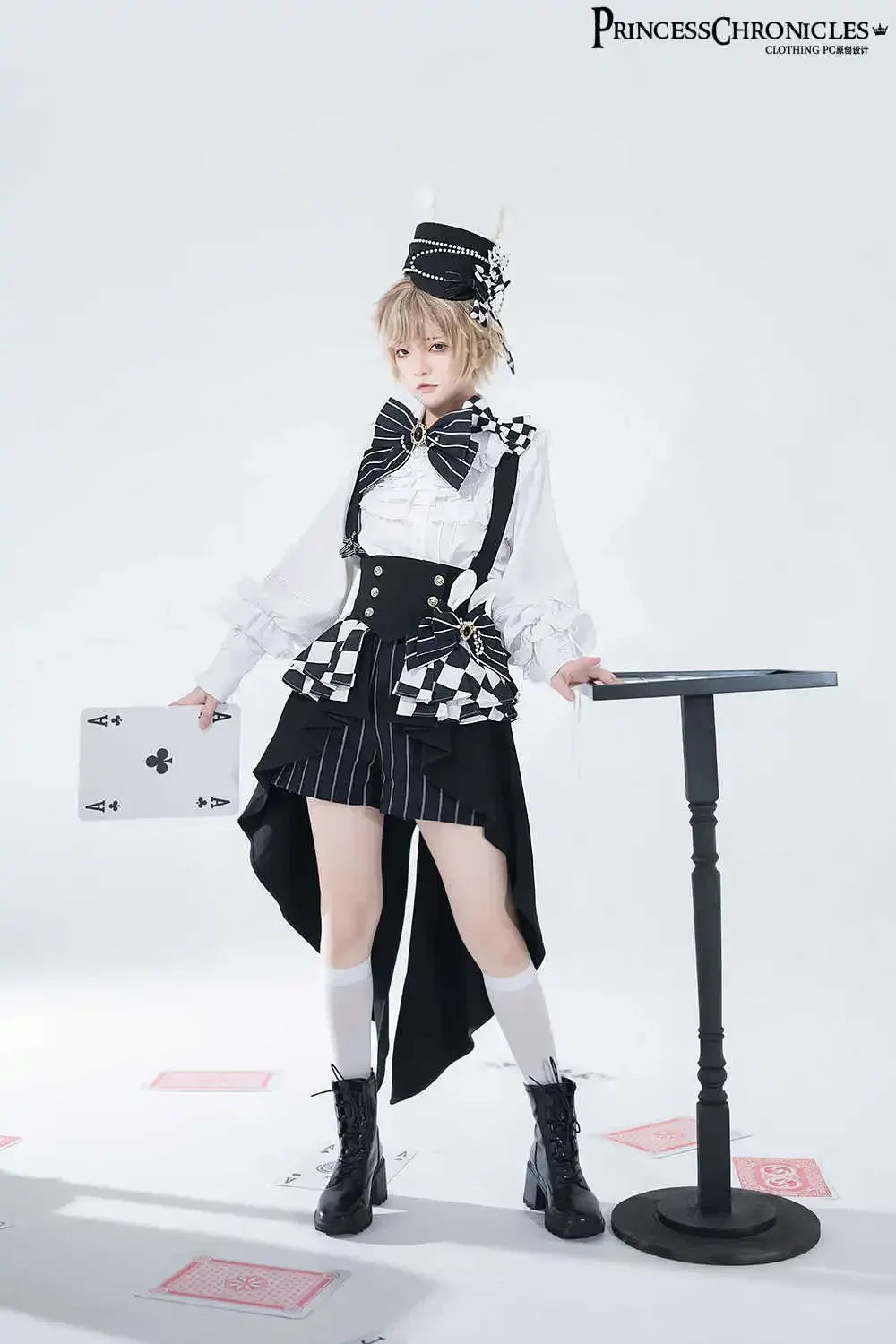 25Ouji Outfit Cool Lolita Waist Cincher w. High Low Skirt by Princess Chronicles Rabbit Theater Corset Costume Ouji Lolita Blous - Image 5