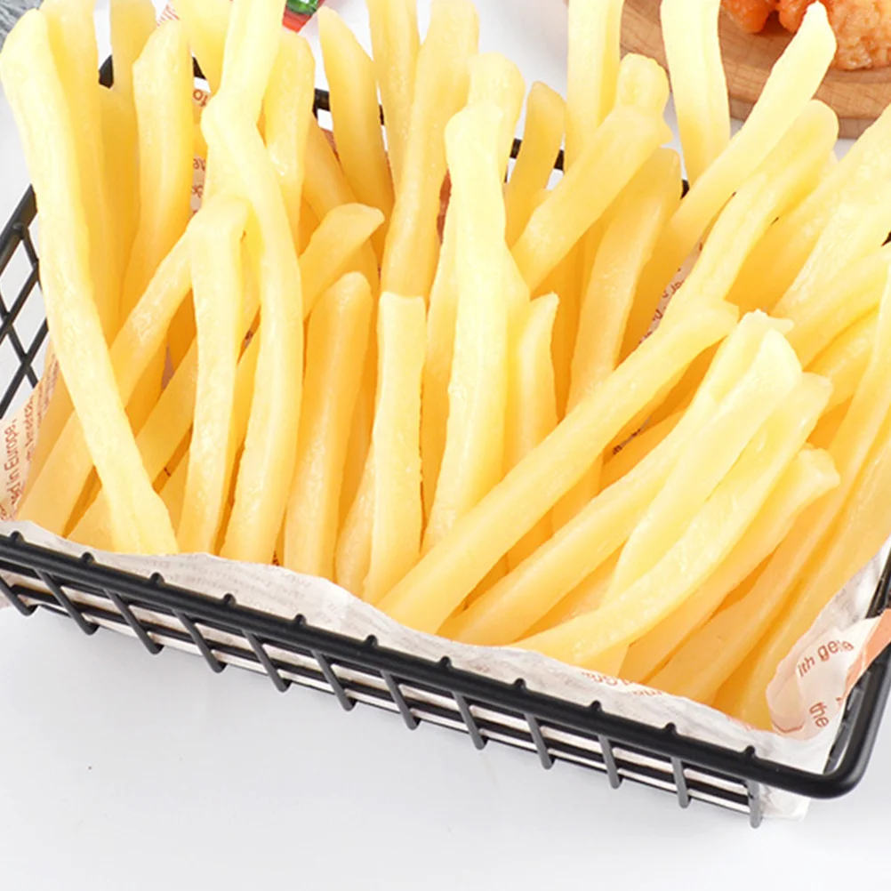 20 peças de batatas fritas falsas artificiais modelo de simulação falsa decoração para exibição de pvc