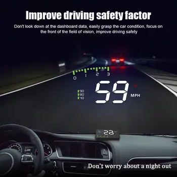 A900 Otomobil HUD Ekranı Araç Projeksiyon Cihazı Alarmı EOBD OBD2 Baş Üstü Ekranı devir göstergesi hız göstergesi ön cam elektronik araç aksesuarları 10 best sales Obd devir - №8