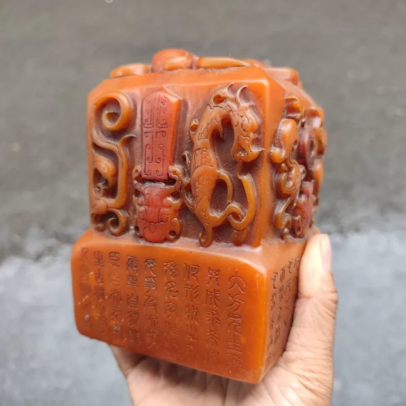 الحرف الراتنج العتيقة تقليد شوشان حجر نحت الزنجفر ختم مطلي بالذهب مع نقوش غرفة المعيشة الزينة الزخرفية