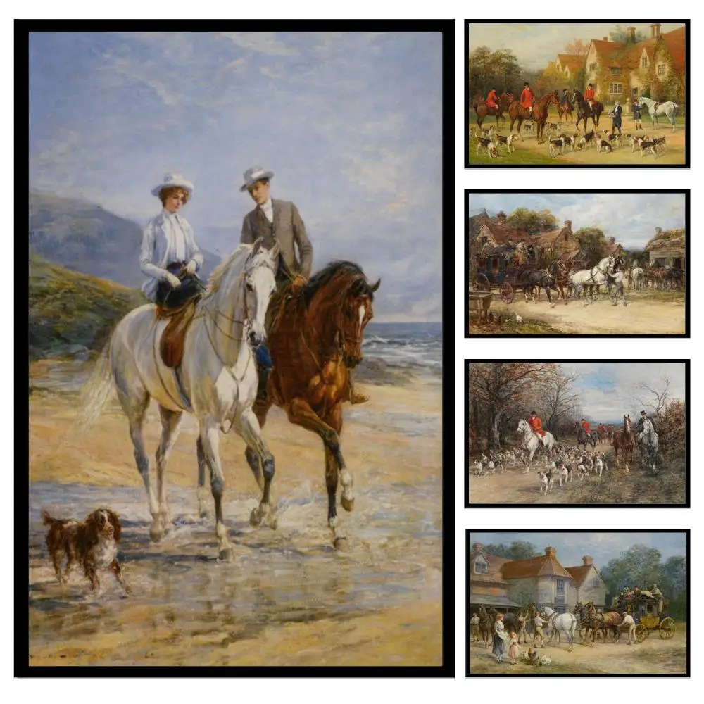 Fox Hunting Canvas Art Print HD The Meet Heywood Hardy Dogs & Horses Painting Equestrian Sports Wall Decor for Large Office Pub