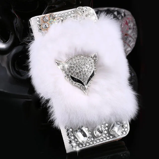 Wallet Phone Case with Wallet Card Book Stand Fur Case for Redmi 14C 4G Rabbit fur Fundas Cover Bag for Women Girl