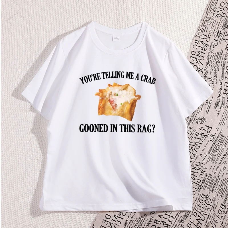 

Забавные футболки с рисунком краба, повседневная хлопковая футболка большого размера с короткими рукавами, мужская одежда, уличная одежда, мужской топ Y2k, свободная футболка с рисунком