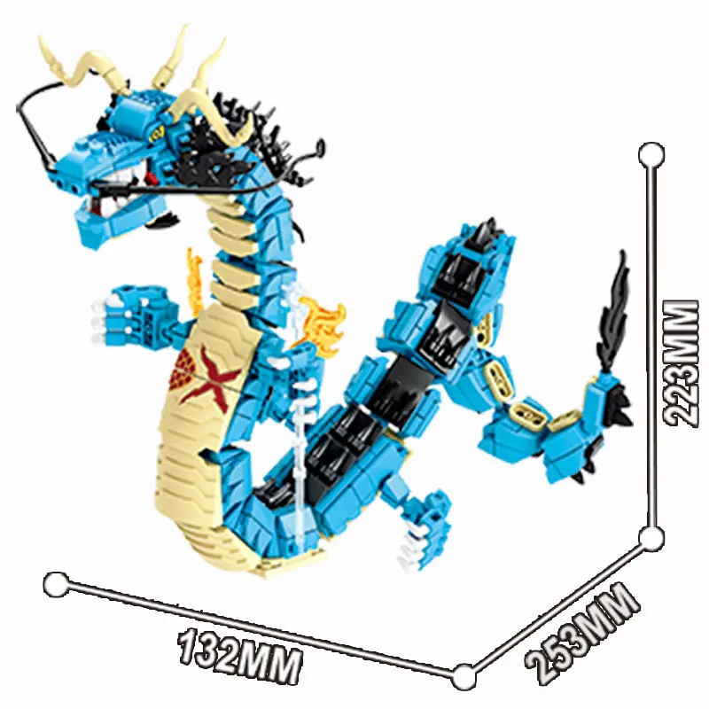 8in1 One Piece Building Blocks Blue Dragon Kaido DIY Assembly Kits Combine Toy Divine Dragon Model Ornament  Collection Gift