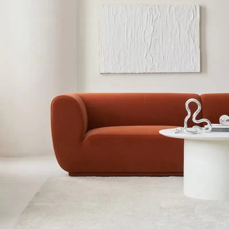 Modern Modular Sofa Vintage Cranberry Cat Scratch Resistant Straight Matte Fabric Wooden Legs Small Living Room Furniture