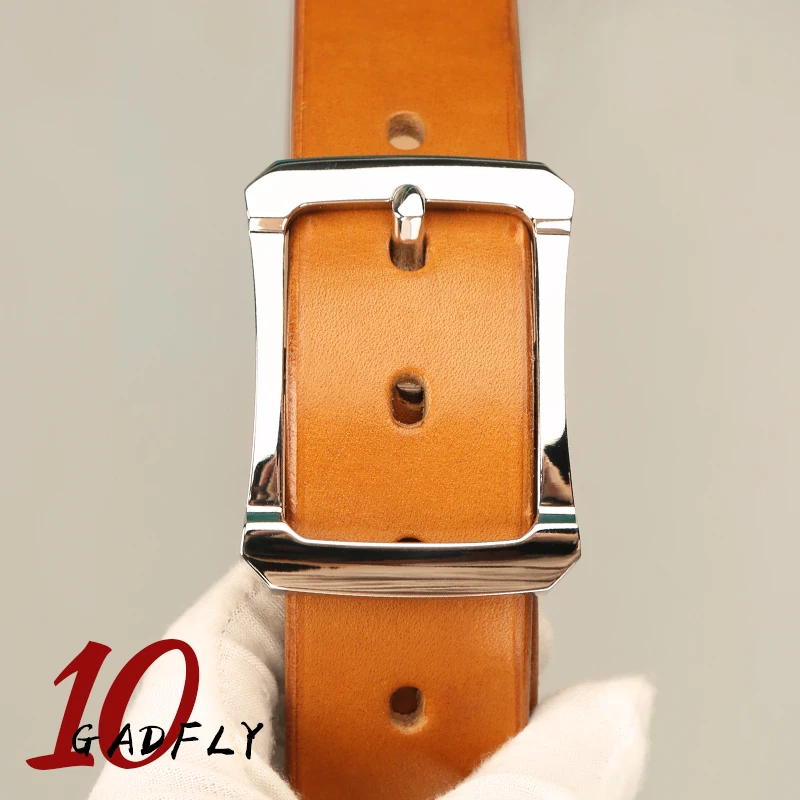 39mm Men's High Quality Genuine Leather Belts Solid Stainless Steel Belt Buckle Japan Tochigi leather Pure handmade belt