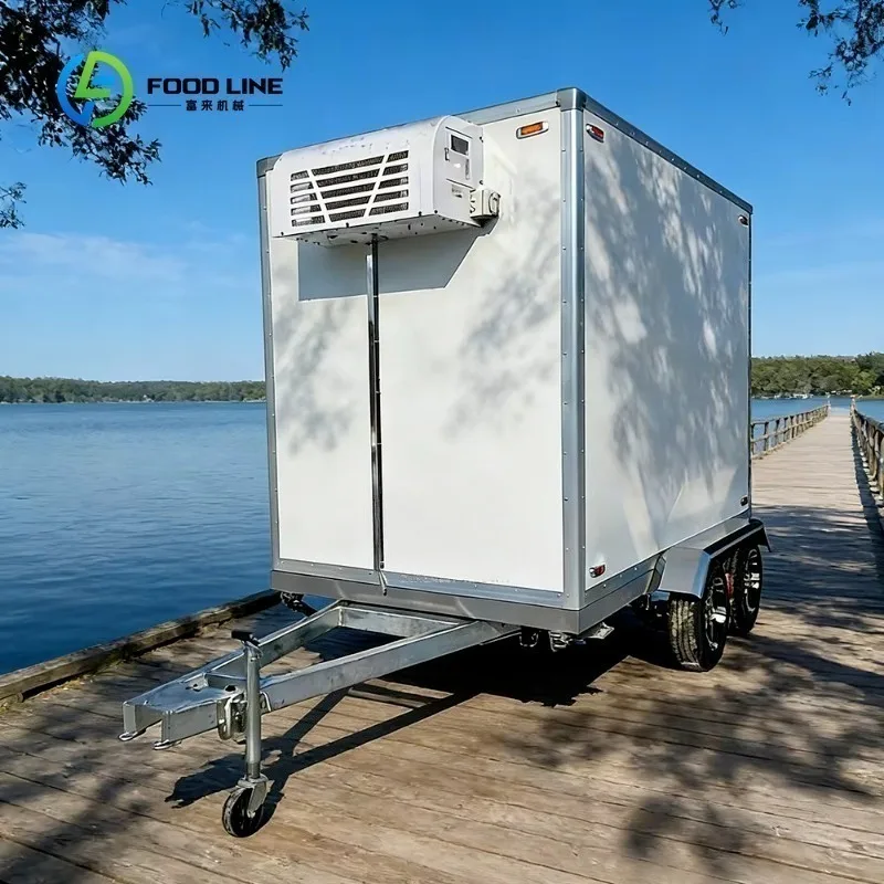 Custom Commercial Mobile Refrigerator Food Trailer for Storing  Vegetables, Shrimp, Customizable Interior