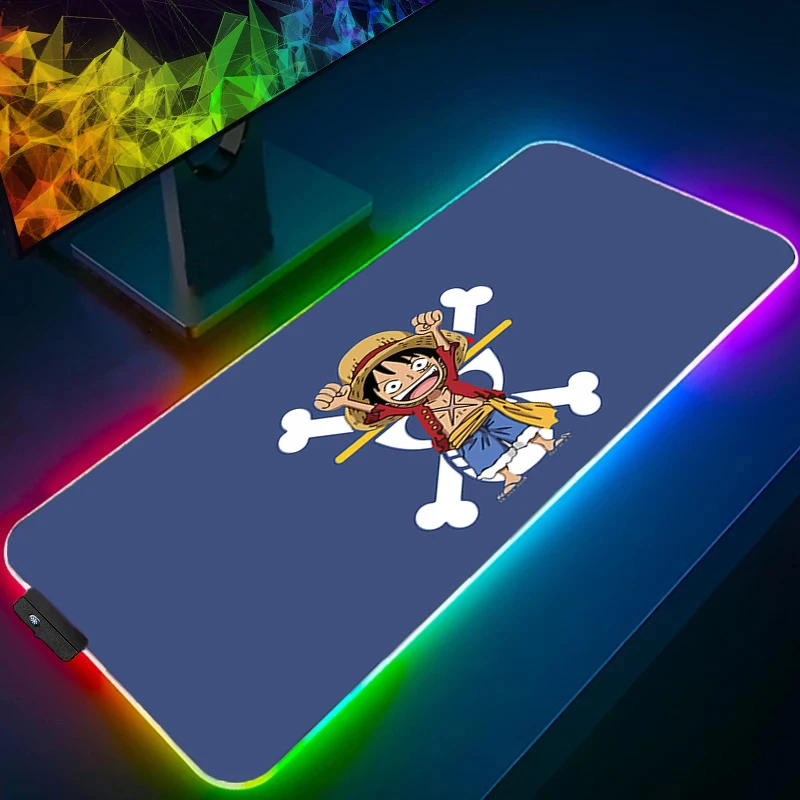 

Anime Gaming Speed Mouse Pad one piece luffy 90x40cm LED Gamer Large Mouse Mat Backlight Keyboard Mousepad RGB Computer Desk Mat