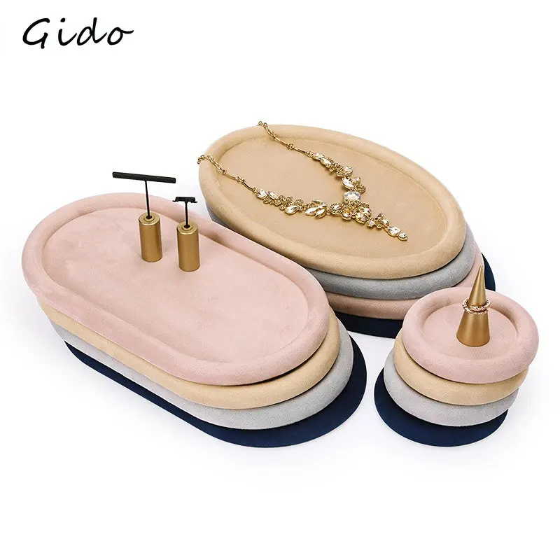 Velvet Jewelry Tray Necklace Showing Pallet Ring Earring Bracelet Jewelry Display Tray Organizadores Cajas De Almacenamiento