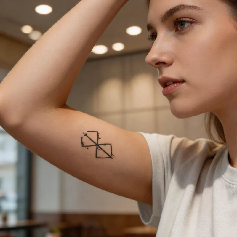 1Pc Geometric Waterproof Temporary Tattoo Stickers, Long-lasting Waterproof for One to Two Weeks, For Arm, Leg.